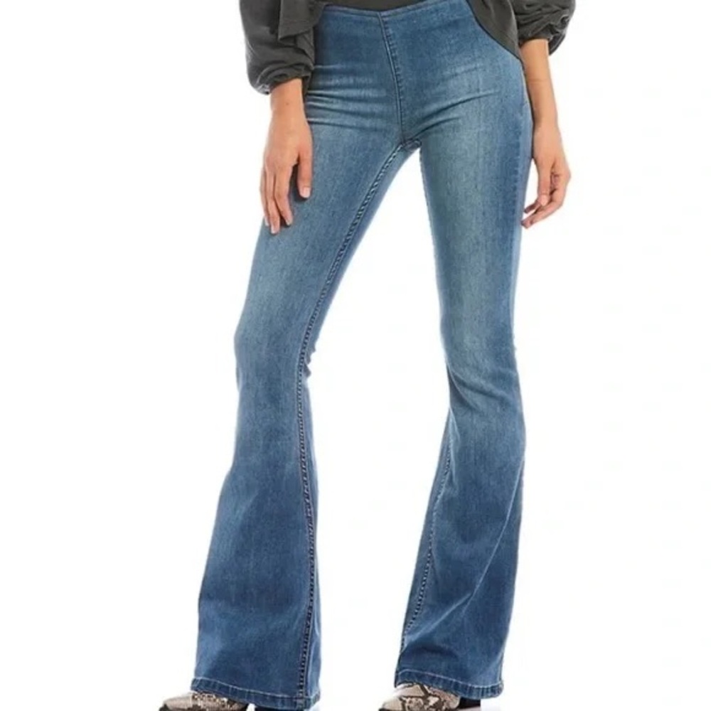 Free People Women’s Pull On Flare Wide Leg Bell Bottom Stretch Jeans Size 27W